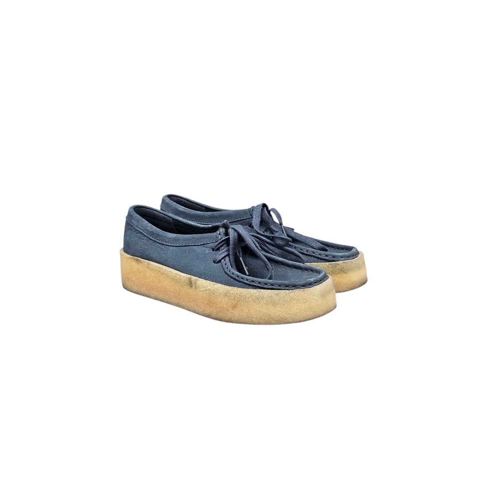 Clark's Originals Womens Size 7 US Wallabee Cup Blue Suede Crepe Sole Shoes READ